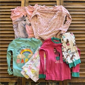 Lazy One & Carters Girls Pajama Sets Size 6 Lot Bundle Pink & Green Horse